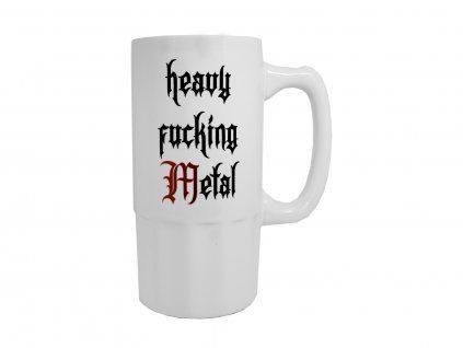 Půllitr heavy fucking metal bílý